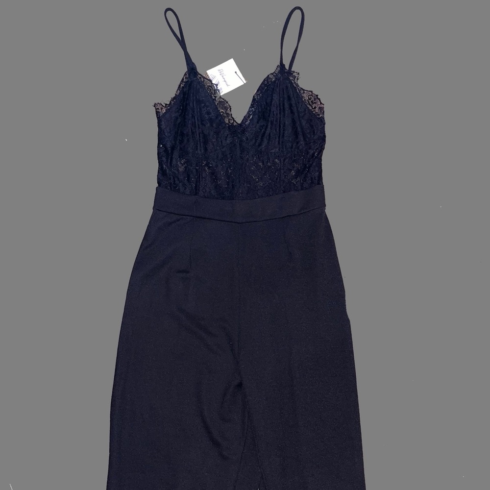 Black Pantsuit with Lace Top